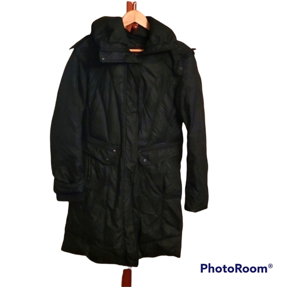 Cole Haan Black Hooded Puffer Coat - Picture 1 of 10
